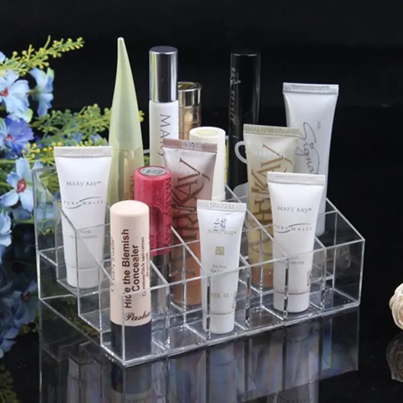 24 Trapezoid Clear Makeup Cosmetic Organizer Storage Lipstick Holder Case Stand 2