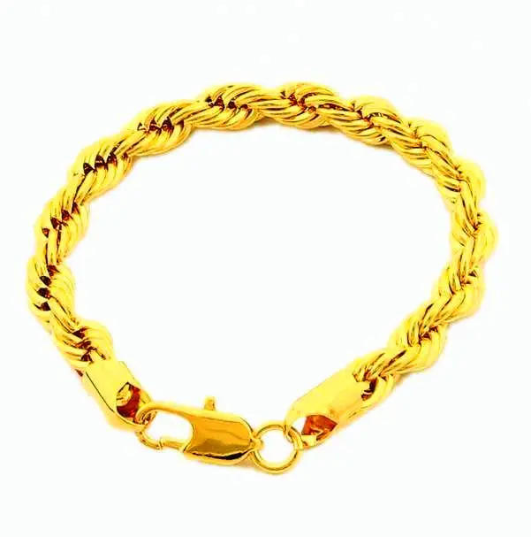24K Gold Plated Bracelet 8Mm Yellow Gold Golden Bracelet Bangle Men&Women Wedding Gift Yhdh 48 1