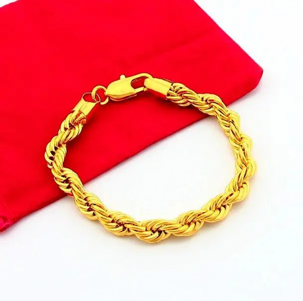 24K Gold Plated Bracelet 8Mm Yellow Gold Golden Bracelet Bangle Men&Women Wedding Gift Yhdh 48 2