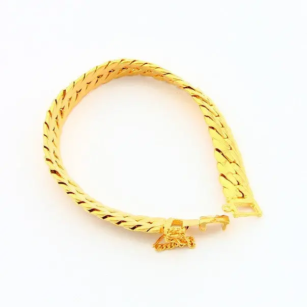 24K Gold Plated Bracelet 8Mm Yellow Gold Golden Bracelet Bangle Men&Women Wedding Gift Yhdh 54 2