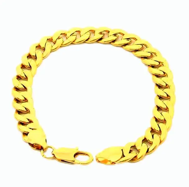 24K Gold Plated Bracelet 9Mm Yellow Gold Golden Bracelet Bangle Men&Women Wedding Gift Yhdh 49 1