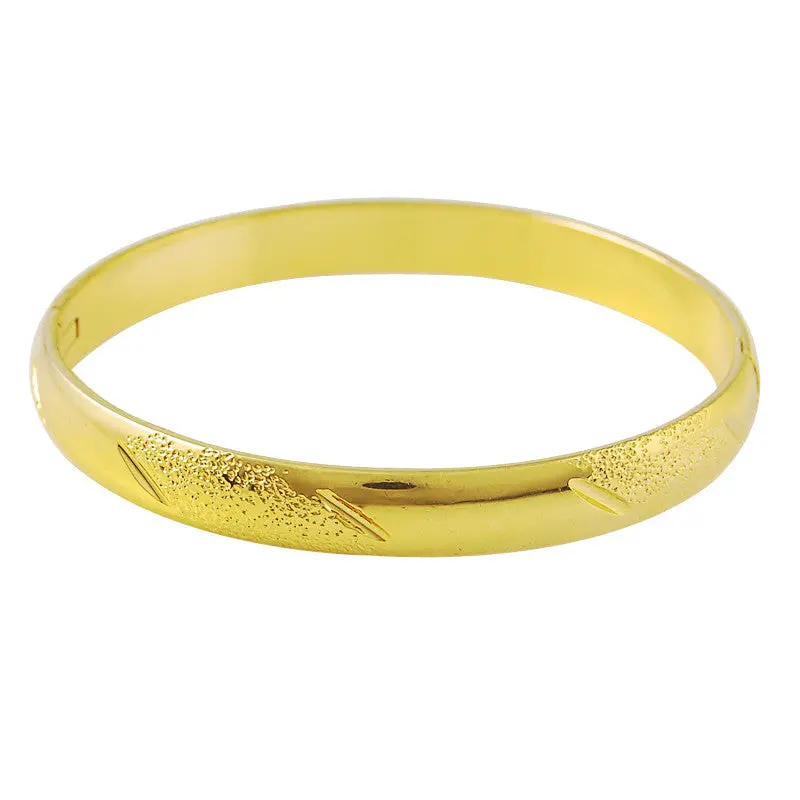 24K Gold Plated Charms Bangle Garving Flower Women Pulseras Joias Hbb 48 1