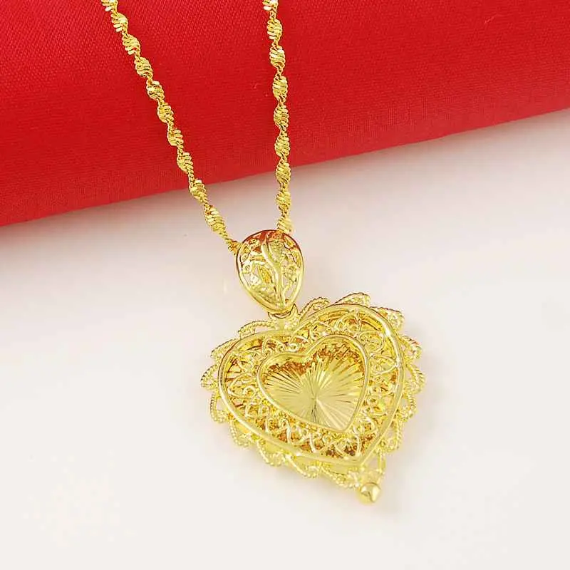 24K Gold Plated Choker Necklace Heart Exo Collier Femme Joias265 14