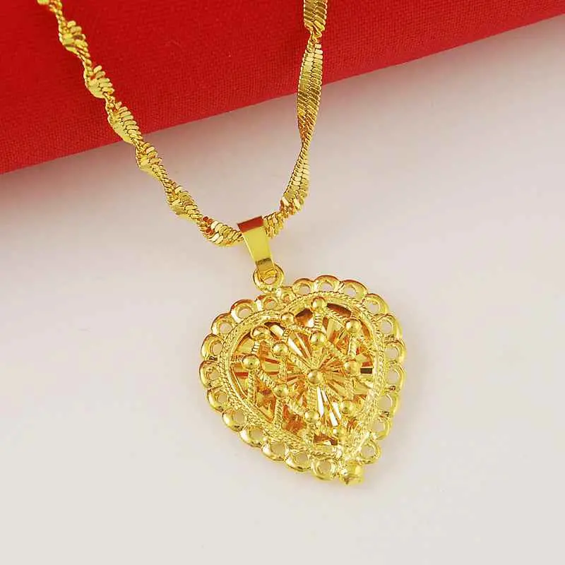 24K Gold Plated Choker Necklace Heart Exo Collier Femme Joias265 15