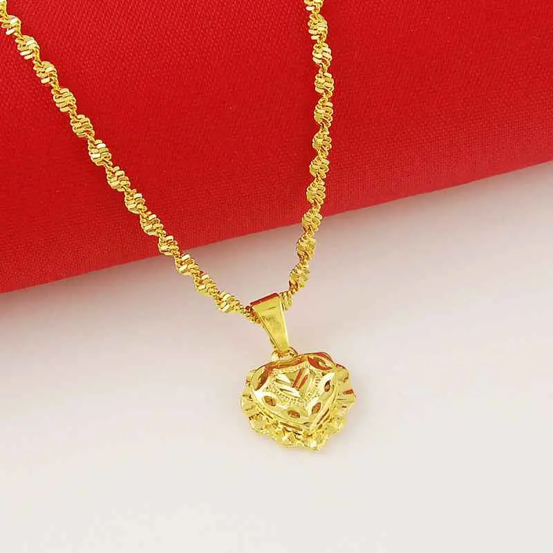 24K Gold Plated Choker Necklace Heart Exo Collier Femme Joias265 16