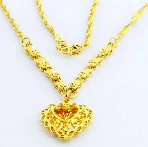 24K Gold Plated Choker Necklace Heart Exo Collier Femme Joias265 3