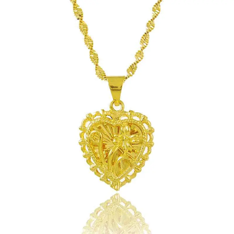 24K Gold Plated Choker Necklace Heart Exo Collier Femme Joias265 4