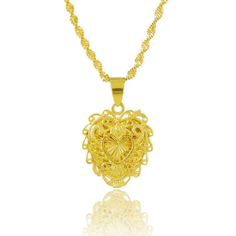 24K Gold Plated Choker Necklace Heart Exo Collier Femme Joias265 7