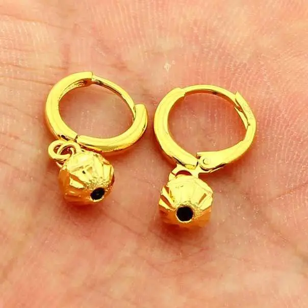 24K Gold Plated Earings Bell Stud Cuff Floating Charms Yhde 9 2