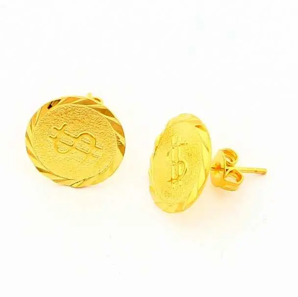 24K Gold Plated Earring Buttons Dollor Stud Cufflinks Bijoux Women Yhde  3 1
