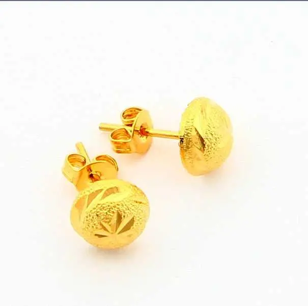 24K Gold Plated Earring Round Stud Pendientes Bear Personalized Yhde 1 2