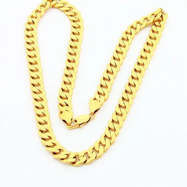 24K Gold Plated Jewelry Set Yellow Gold Golden Jewelry Sets Men&Women Wedding Gift Necklace Bracelet Yhds 1 2