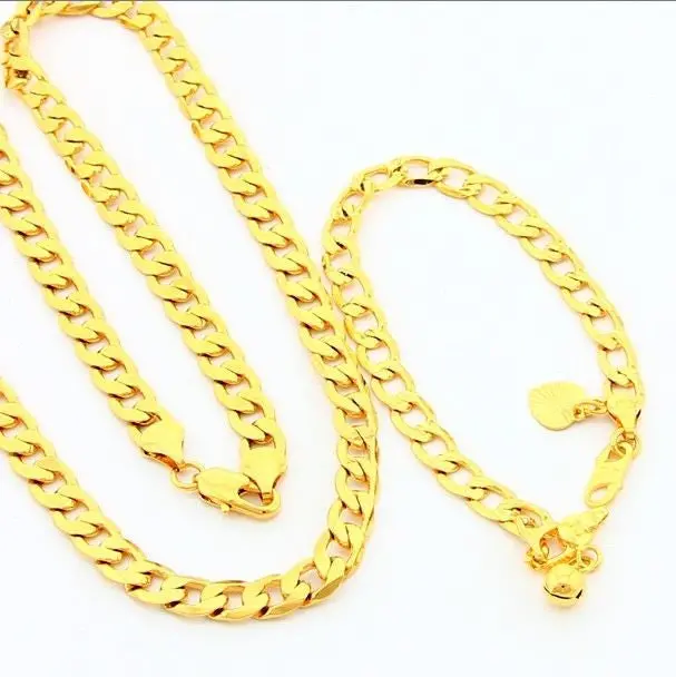 24K Gold Plated Mens Jewelry Sets Yellow Gold Golden Necklace Bracelet Yhds 11 1