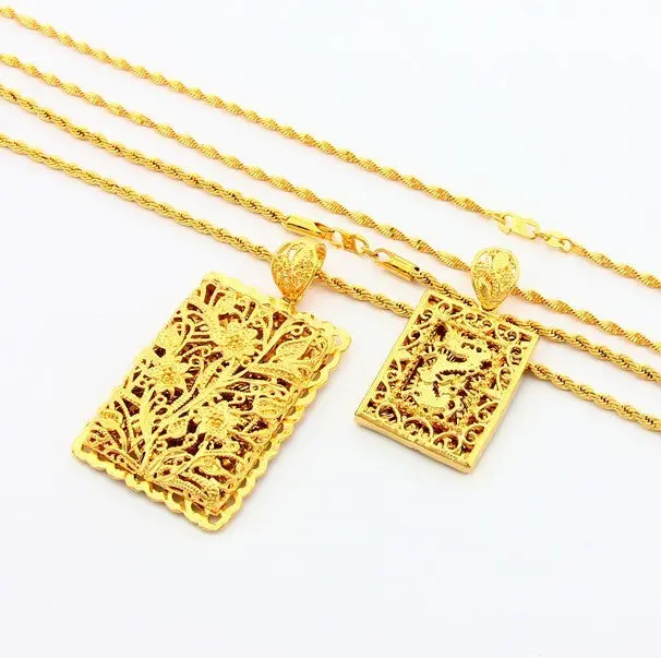 24K Gold Plated Mens Jewelry Sets Yellow Gold Golden Necklace Bracelet Yhds 7 1