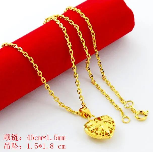 24K Gold Plated Necklace Love Pierced Colar Joias Yhdn 21 1