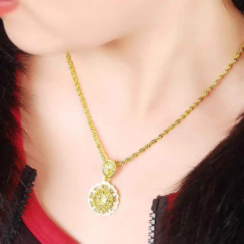 24K Gold Plated Necklace Women Pierced Circle Choker277 1
