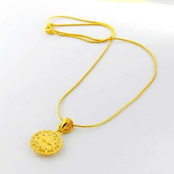 24K Gold Plated Necklace Women Pierced Circle Choker277 2