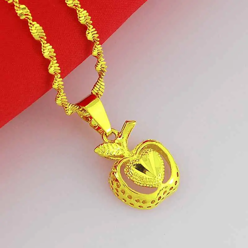24K Gold Plated Necklaces Peach Collier Femme Charms274 10