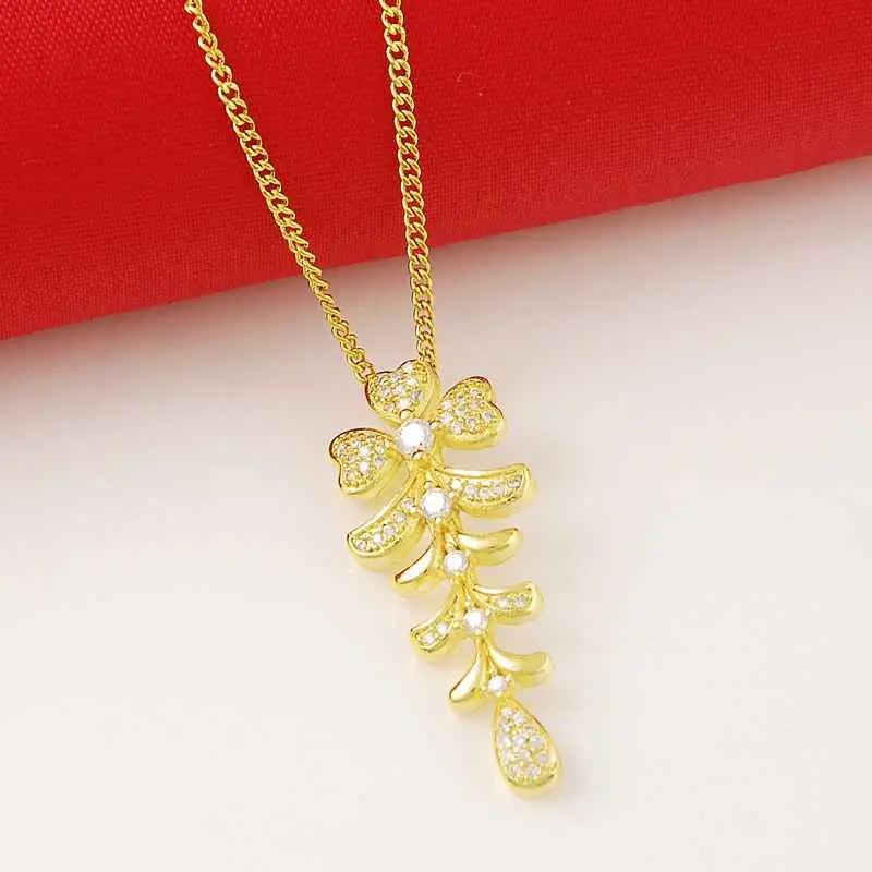 24K Gold Plated Necklaces Peach Collier Femme Charms274 4