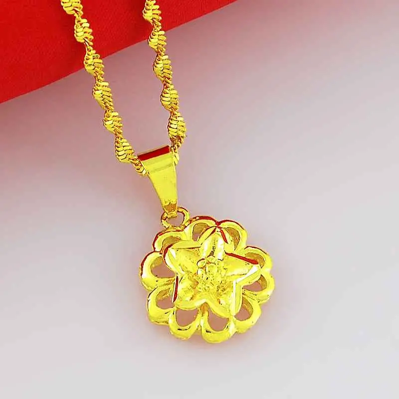 24K Gold Plated Necklaces Peach Collier Femme Charms274 7