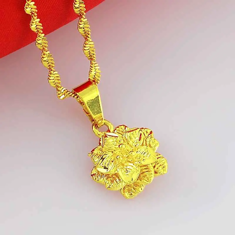 24K Gold Plated Necklaces Peach Collier Femme Charms274 8