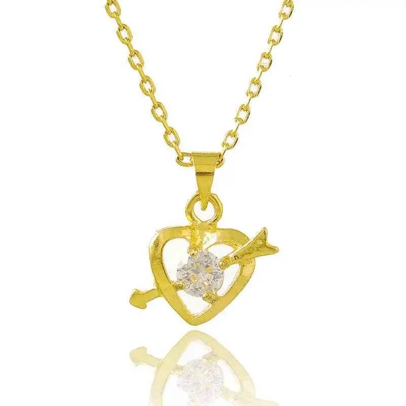 24K Gold Plated Pendant Heart White Crystal Collares Jewerly Accessories268 2