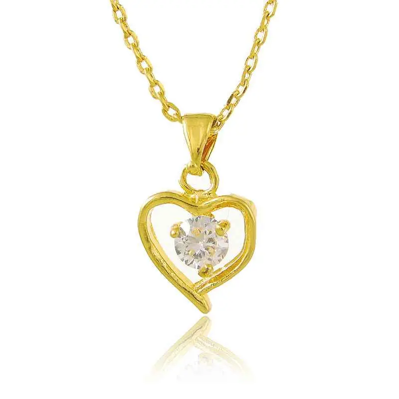 24K Gold Plated Pendant Heart White Crystal Collares Jewerly Accessories268 3
