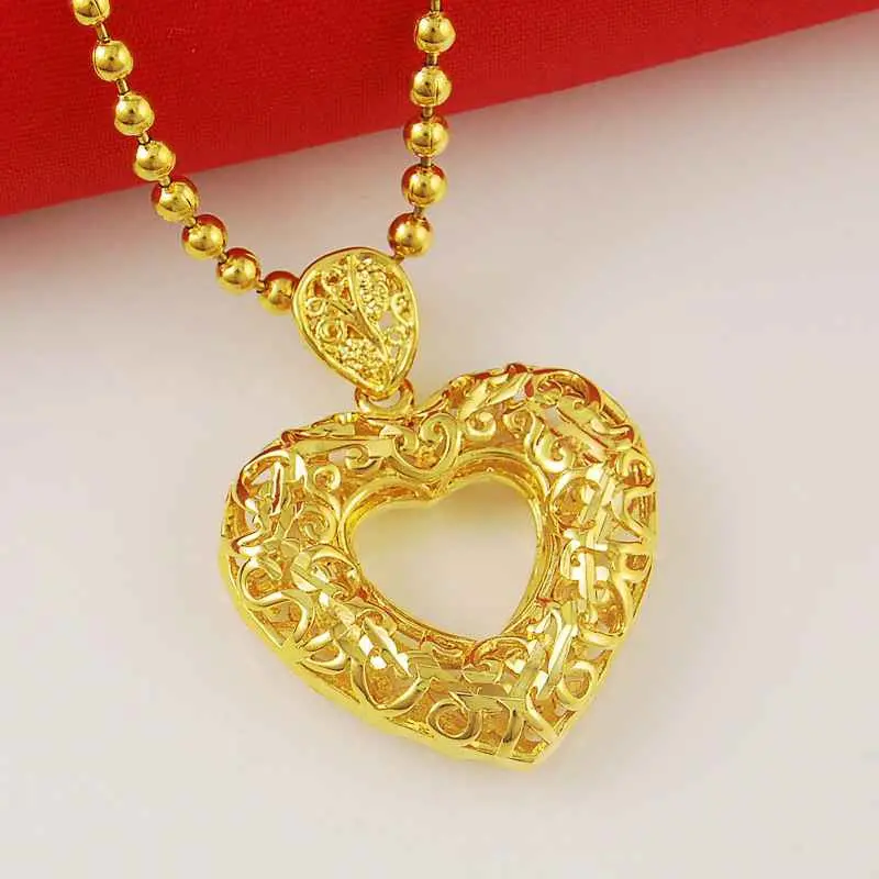 24K Gold Plated Pendant Heart White Crystal Collares Jewerly Accessories268 4