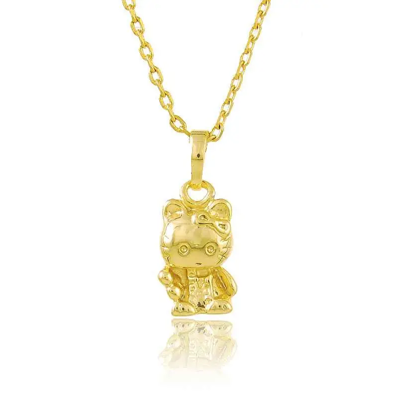 24K Gold Plated Pendant Necklace Hello Kitty Collier Hand Madeball267 2