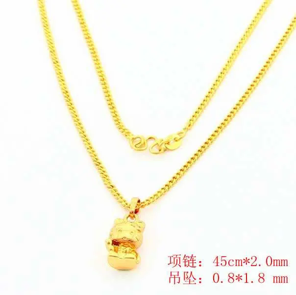 24K Gold Plated Pendant Necklace Hello Kitty Collier Hand Madeball267 3