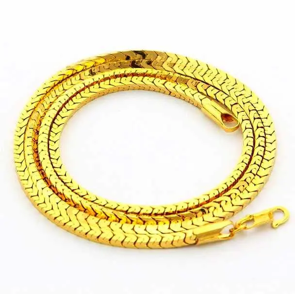24K Gp Gold Plated 3Mm Necklace Mens & Women Yellow Gold Golden Jewelry Necklace Yhdn 51 1