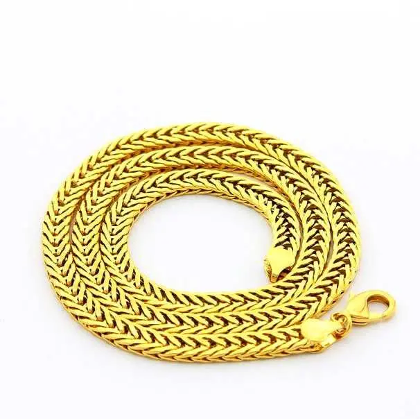 24K Gp Gold Plated 58Mm Necklace Mens & Women Yellow Gold Golden Jewelry Necklace Yhdn 48 1