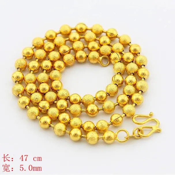 24K Gp Gold Plated 5Mm Necklace Mens & Women Yellow Gold Golden Jewelry Necklace Yhdn 5 1