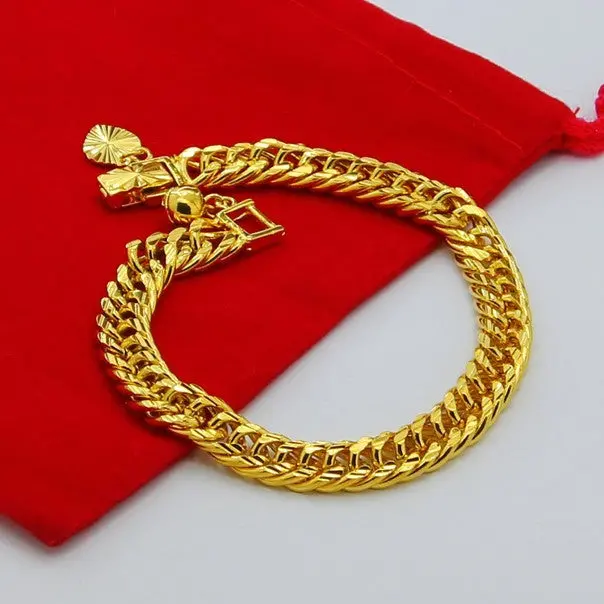24K Gp Gold Plated Mens Jewelry Bracelet Yellow Gold Golden Bracelet Bangle Yhdh 14 1