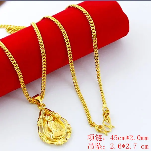 24K Gp Gold Plated Necklace Mens & Women Yellow Gold Golden Jewelry Necklace Yhdn 23 1
