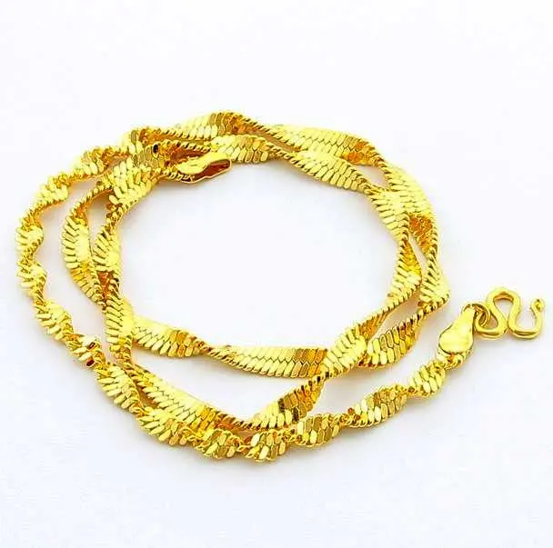 24K Gp Gold Plated Necklace Mens & Women Yellow Gold Golden Jewelry Necklace Yhdn 84 1