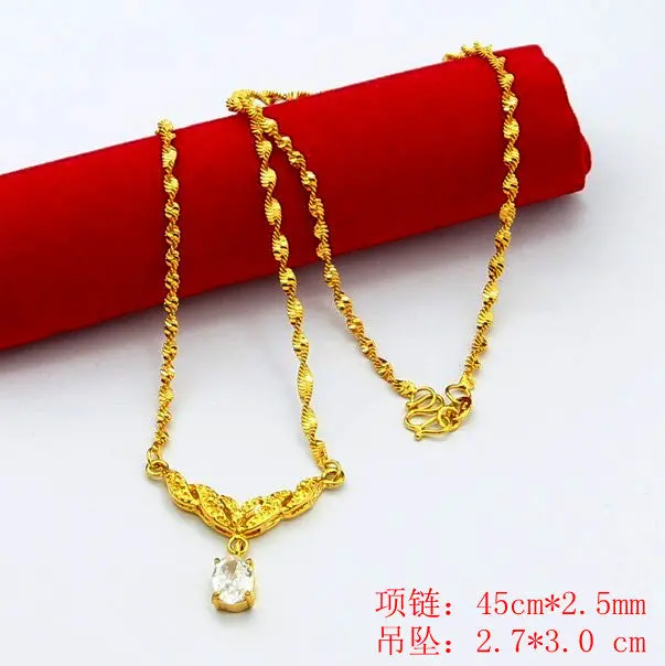 24K Gp Gold Plated Necklace Mens & Women Yellow Gold Golden Jewelry Necklace Yhdn  9 1