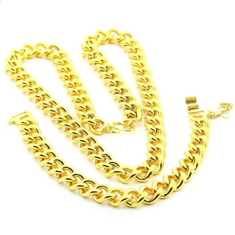 24K Jewelry Set24k Gold Plated Necklace Bracelet Jewelry Necklacebridal Yellow Gold Jewelry Bracelet Yhds 41 2