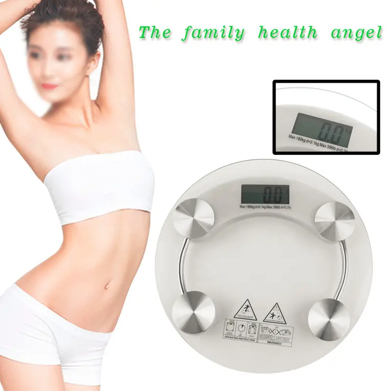 26Cm Round Digital Lcd Tempered Glass Body Scale Bathroom Losing Weight Digital Electronic Body Weighing Scale 1