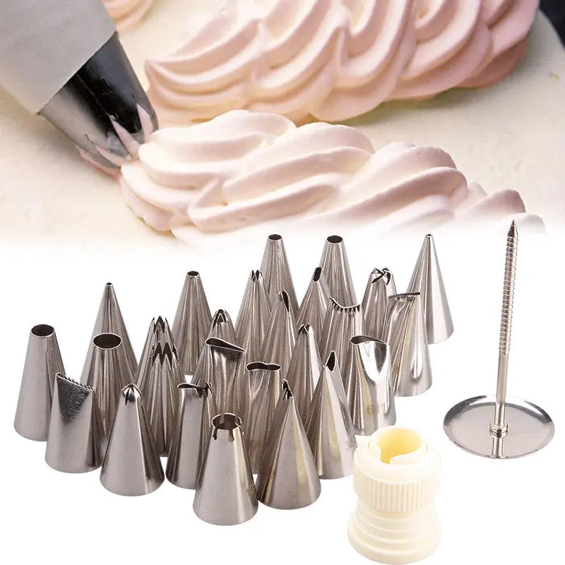 26Pcs Icing Piping Nozzles Pastry Tips Cake Cupcake Sugarcraft Decorating Tool With Pastry Bag 85039 1
