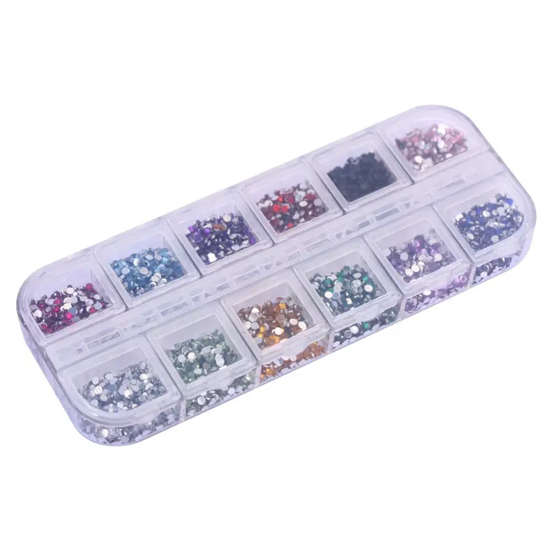 2800Pcs Nail Art Rhinestones Decoration 1.5Mm Round Glitters Hard Case 1