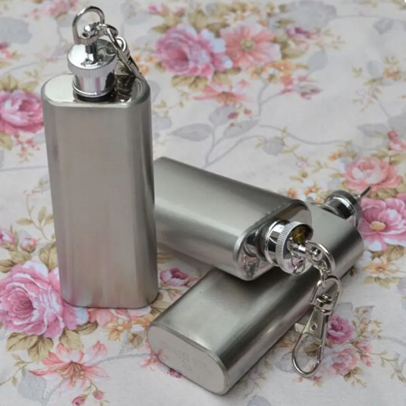 2Oz Mini Stainless Steel Hip Flask Alcohol Flagon With Keychain Funnel Gifts For Men Feida 1