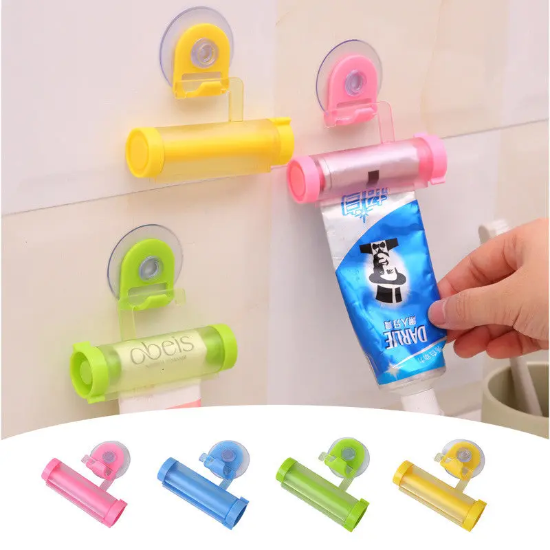 2Pcs Bathroom Portable Plastic Rolling Squeezer Toothpaste Dispenser Tube Partner Holder Sucker Hanging 32513 1
