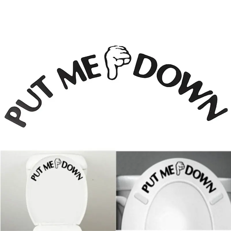 2Pcs Beautiful Design Put Me Down Sign Gesture Hand Signal Decal Funny Bathroom Toilet Seat Sticker 85567 1
