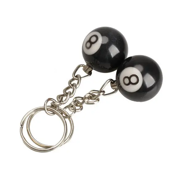 2Pcs Billiard Pool Keychain Snooker Table Ball Key Ring Gift Lucky No.8 1