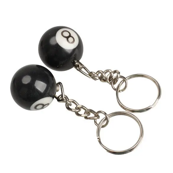 2Pcs Billiard Pool Keychain Snooker Table Ball Key Ring Gift Lucky No.8 2
