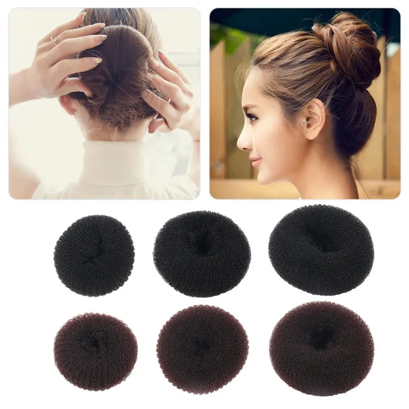 2Pcs Cutegirls Sponge Bract Head Meatball Head Hair Bun Maker Ring Donut Shape Hairband Hair Styling Tool 1