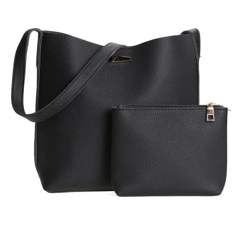 2Pcs European Women Pu Leather Bag Barrel Shoulder Bag Women Leather Handbag Tote Retro Women Bag Bolsa Feminina Bolso Mujer 1