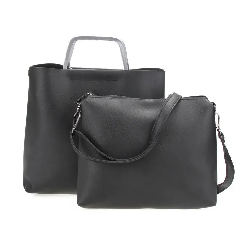 2Pcs Fashion Women Leather Handbag Metal Handle Women Bag Shoulder Crossbody Bag Pu Clutches Bolsa Feminina Messenger Bag Brand 1