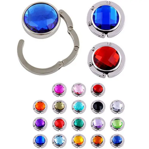 2Pcs Fold Clear Crystal Bag Handbag Hanger Holder Purse Hook 3435 2